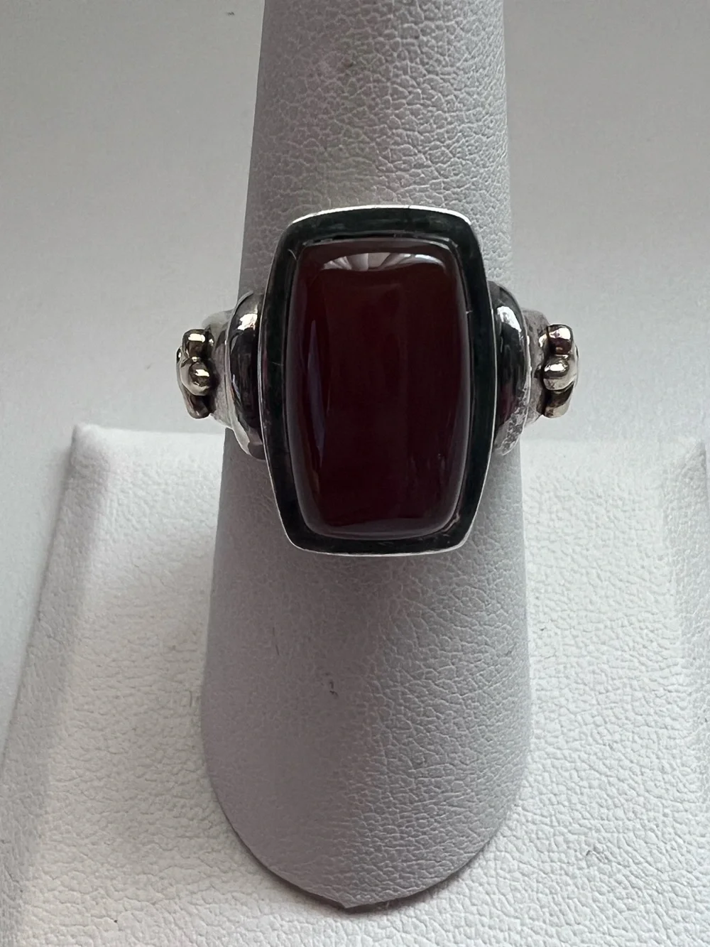 Ann King Sterling Silver 18K Gold Carnelian Cabochon Statement Ring Size 8